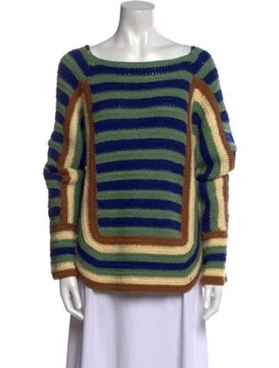 Pre-owned Bode Merino Wool Striped Sweater In Neutral