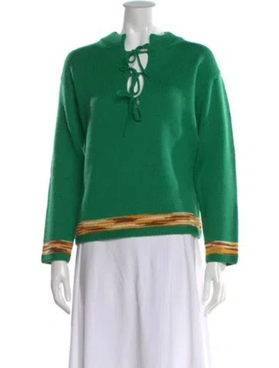 Pre-owned Bode Merino Wool V-neck Sweater In Green