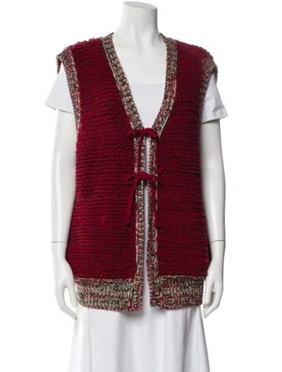 Pre-owned Bode Merino Wool V-neck Sweater In Red