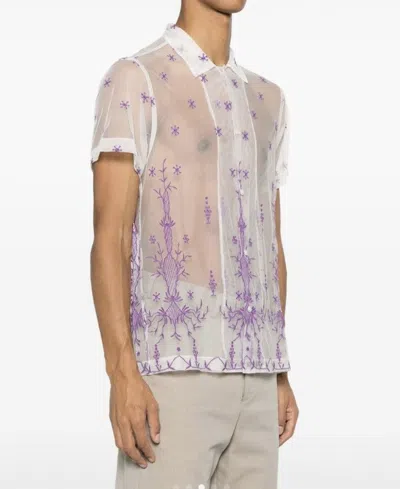 Pre-owned Bode Mesh Embroidered Shirt In White