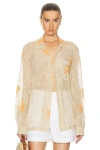 Bode Mesh Lillium Long Sleeve Shirt In Tan