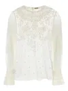 Bode White Mesh Middlemist Blouse In White