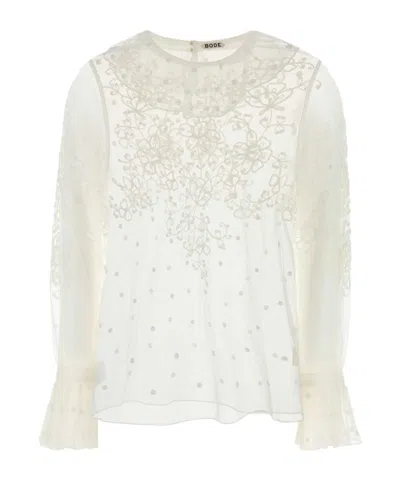 BODE BODE MIDDLEMIST EMBROIDERED TOP