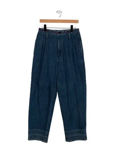 Pre-owned Bode Mid-rise Straight Leg Jeans In Blue