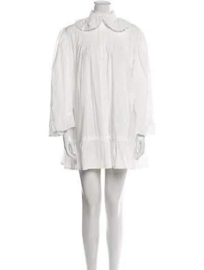 Pre-owned Bode Mock Neck Mini Dress W/ Tags In White