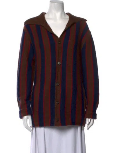 Pre-owned Bode Mohair Striped Sweater In Blue/brown
