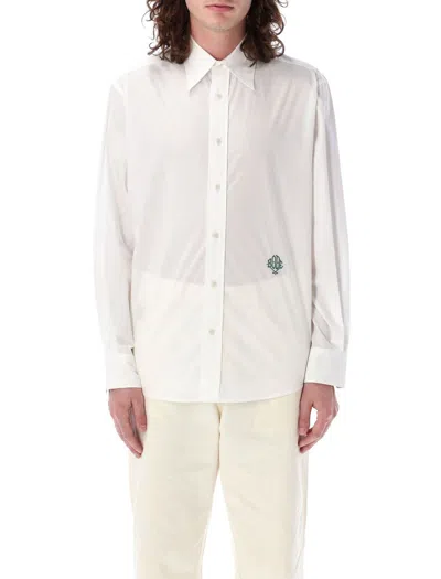 Bode Monogrammed Poplin Shirt In White