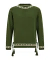 Bode Moritz Tassel Trim Virgin Wool Sweater In Green