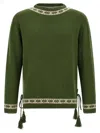 Bode Moritz Tassel Trim Virgin Wool Sweater In Green