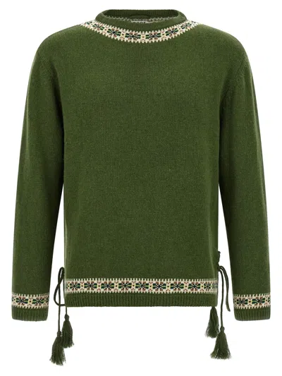 Bode Fair Isle Jacquard Virgin Wool Sweater In Green