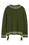 Bode Moritz Tassel Trim Virgin Wool Sweater In Multi