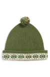 Bode Moritz Virgin Wool Pompom Beanie In Green