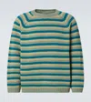 Bode Striped Wool Pullover Sweater In Green