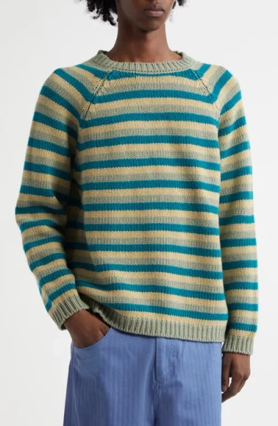 Bode Mossy Glen Wool Crewneck Sweater In Green