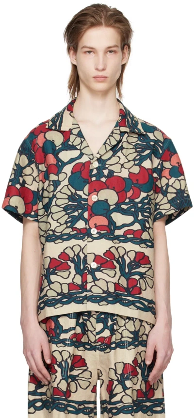 Bode Multicolor Garden Lattice Shirt In Neutrals