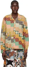 Bode Diagonal Square Patchwork Boxy Shirt In Multi