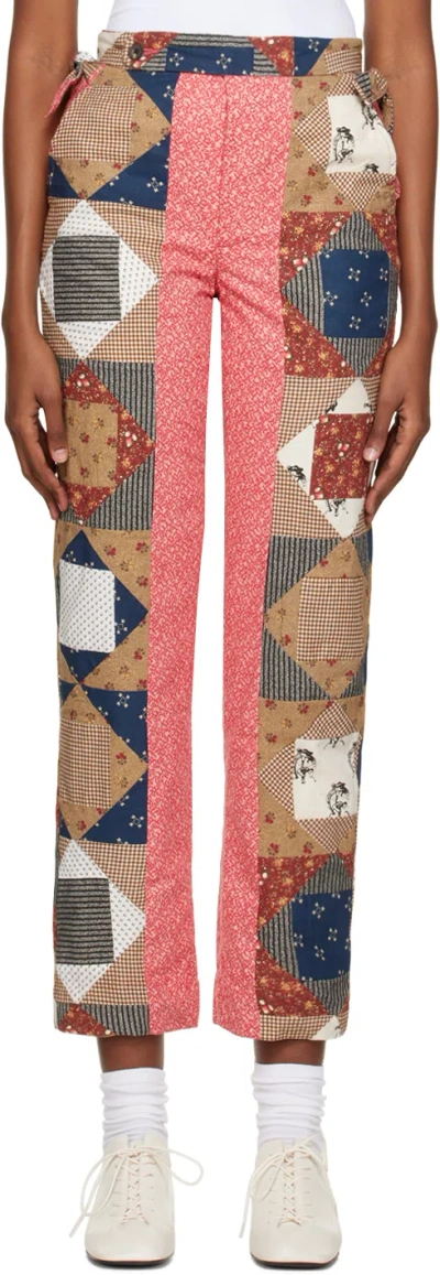 Bode Multicolor 'this And That' Trousers In Pink Multi