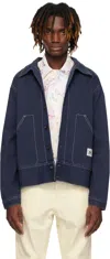 Bode Navy Knolly Brook Side Tab Jacket In Dark Navy