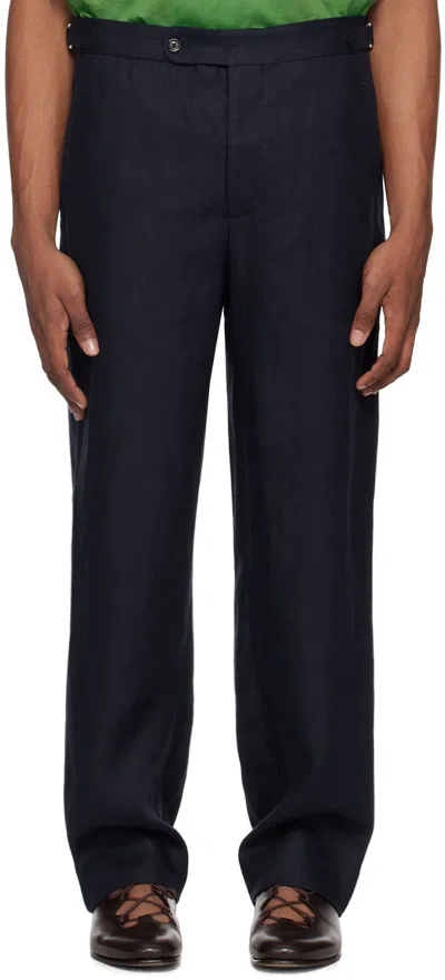 Bode Navy Suiting Trousers In Midnt