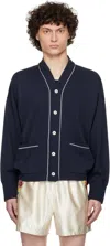 Bode Uniform Cardigan In Navy