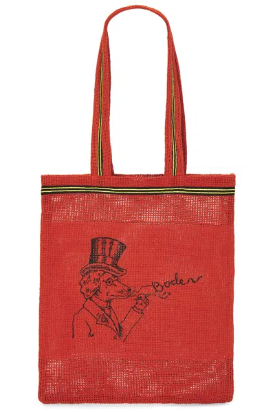 Bode Netting Tote Bag In Red