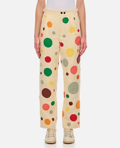 Bode New York Linen Dots Trousers In Multicolor