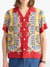 Bode Mens Bricolage Short-sleeve Silk Shirt