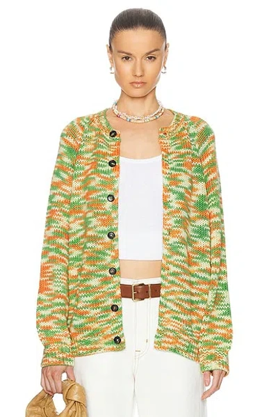 Bode Newbury Cardigan In Green Multi