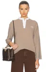 Bode Newton Stripe Polo In Brown Cream