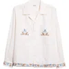 Bode Nouveau Vine Camp-collar Embroidered Cotton-poplin Shirt In White