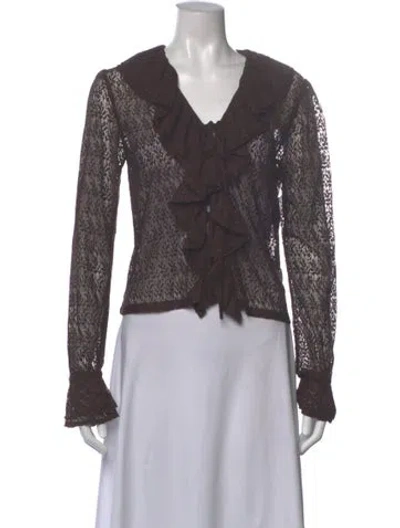 Pre-owned Bode Nylon Lace Pattern Blouse In Gray