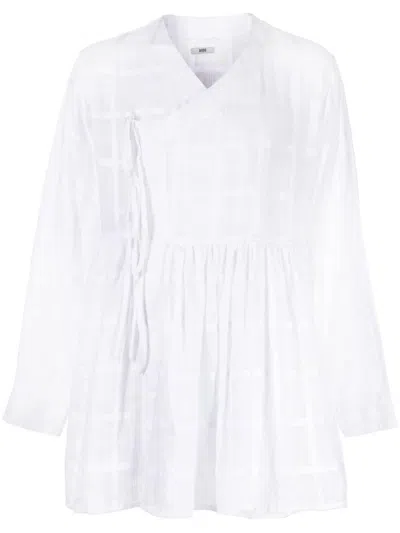 Bode Off-centre Cotton Shirt In White