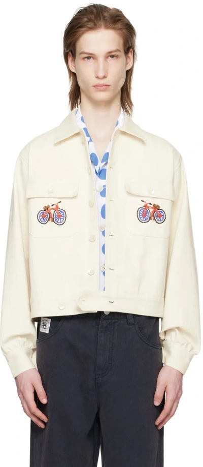Bode Off-white Beaded Bicycle Jacket In Ecmlt