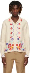 Bode Garden Party Shirt - Men's - Linen/flax In Ecru Multi