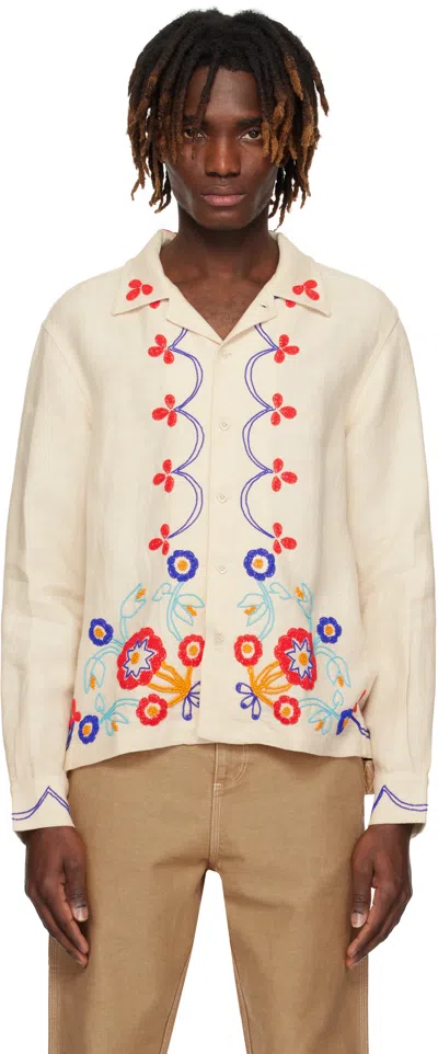 Bode Off-white Beaded Garden Party Shirt In Ecru Multi