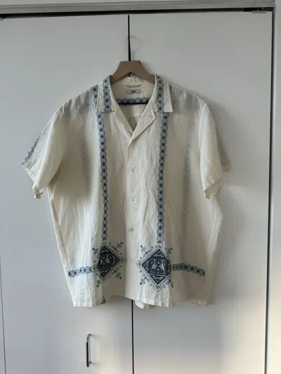 Pre-owned Bode Off-white Embroidered Twin Bird Mosaic Shirt