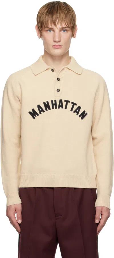 Bode Manhattan Polo Shirt In Beige