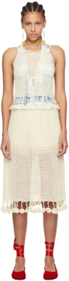 Bode Off-white Posy Midi Dress In Cream Cream