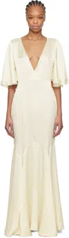 Bode Off-white Satin Claret Maxi Dress In White White