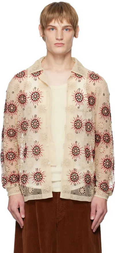 Bode Men Embellished Tulle Solarium Shirt In Multicolor