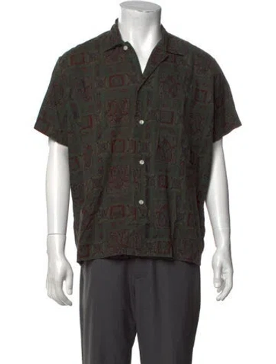 Pre-owned Bode Paisley Print Short Sleeve Dress Shirt In Green