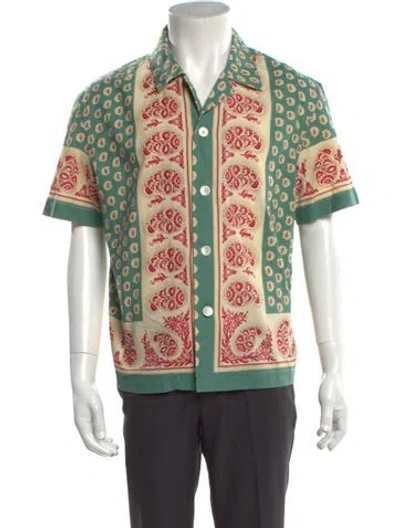 Pre-owned Bode Paisley Print Short Sleeve Shirt In Green