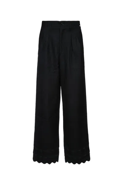Bode Scallop-detailing Wool Trousers In Black