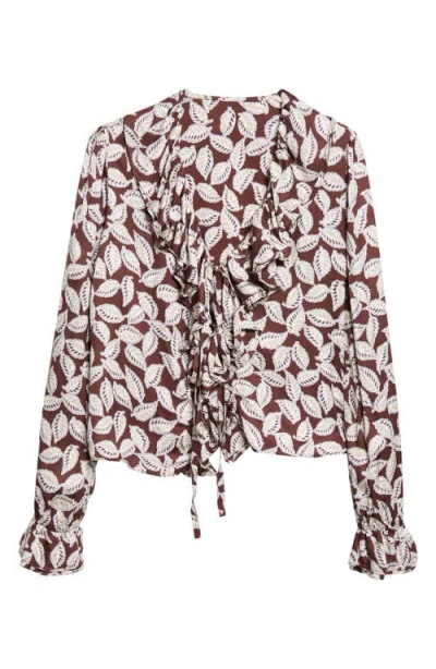 Bode Paper Birch Print Tie Front Top In Multi