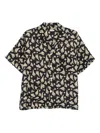 Bode Paper Hat Camp-collar Printed Satin Shirt In Black