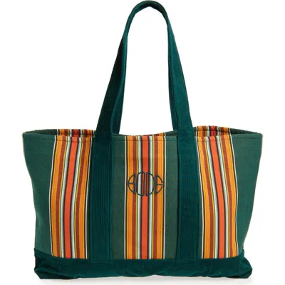 BODE BODE PARAKEET STRIPE CANVAS & CORDUROY TOTE