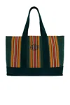 Bode Green Parakeet Stripe Tote In Green Multi