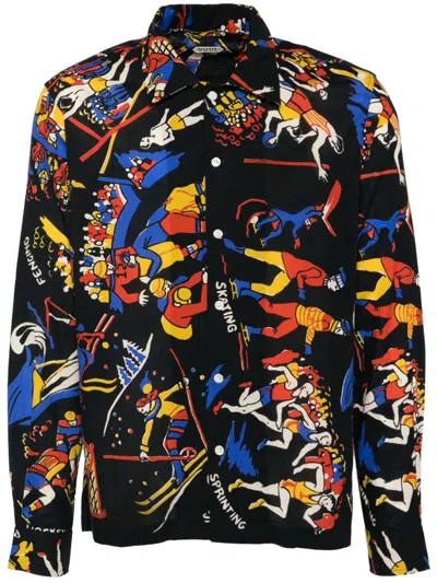Bode Pastimes Long-sleeved Shirt In Black