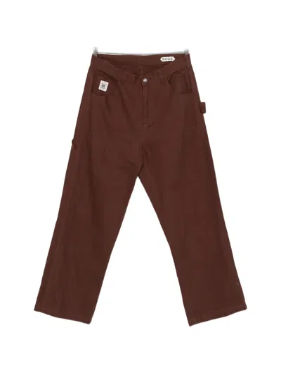 Bode Patch-detail Trousers In Burgundy