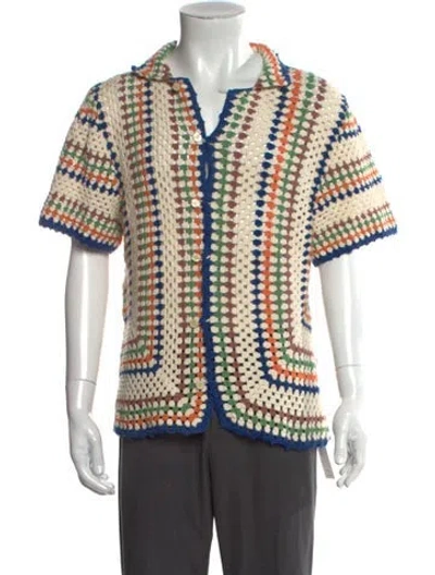 Pre-owned Bode Patterned Collar Polo Sweater In Neutral